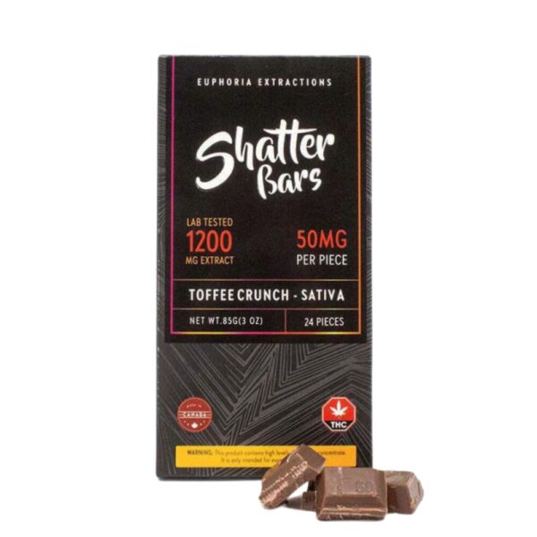 Euphoria Extractions - Sativa Toffee Crunch Shatter Bar – 1200mg THC
