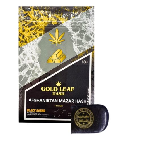 An image of gold leaf hash on a white background of afghanistan mazar hash.