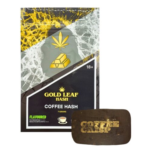 An image of gold leaf hash coffee hash on a white background