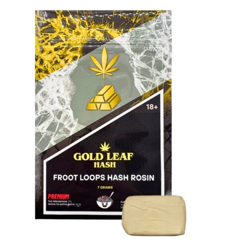 An image of gold leaf hash froot loops hash rosin.