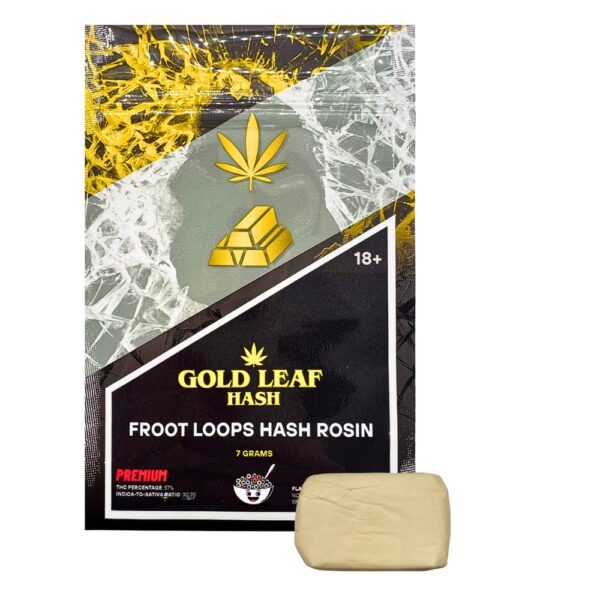 An image of gold leaf hash froot loops hash rosin.
