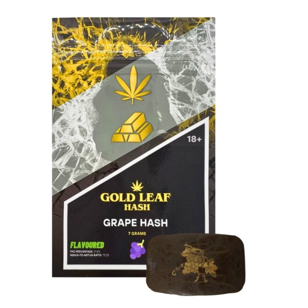 An image of gold leaf hash grape hash on a white background.