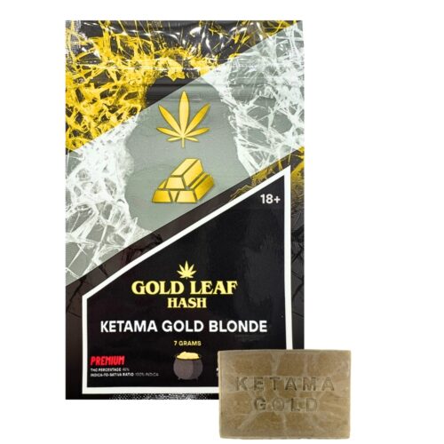 An image of gold leaf hash ketama gold blonde on a white background.