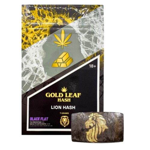 An image of gold leaf hash lion hash on a white background.