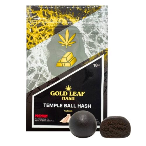 An image of Gold Leaf Hash Temple Ball Hash on a white background.