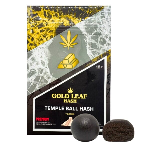 An image of Gold Leaf Hash Temple Ball Hash on a white background.