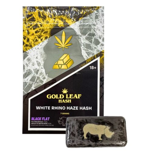 An image of gold leaf hash white rhino haze hash.
