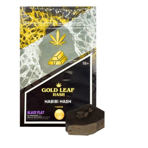 An image of gold leaf hash Habibi hash on a white background