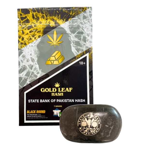 An image of gold leaf hash state bank of pakistan on a white background
