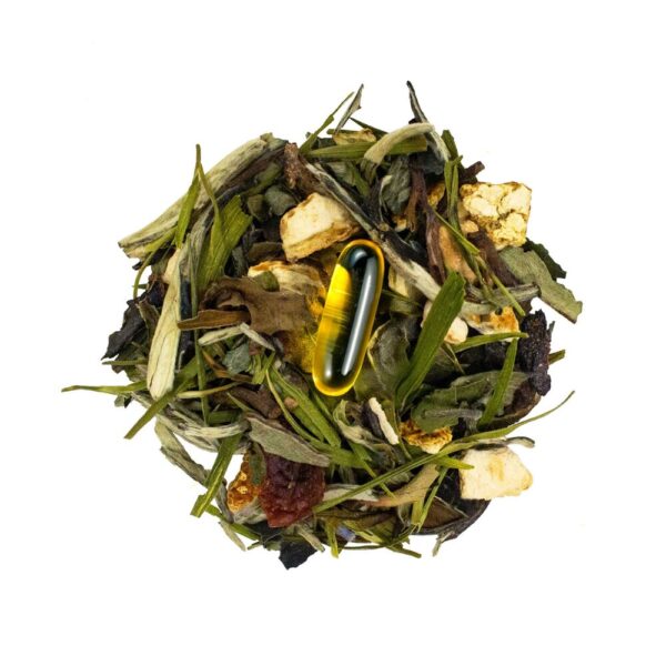 An image of Wesley Tea Co. – Collagen Boostea in a circular pile showing the contents of the tea bag
