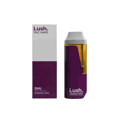 An image of a Lush - Grape Gas 2g THC Vape Pen on a clean white background