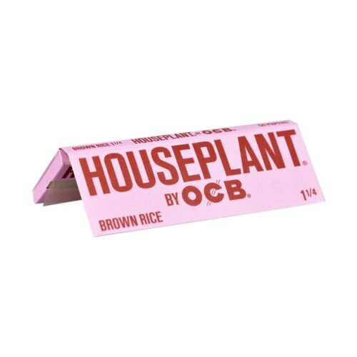 Houseplant Brown Rice Rolling Papers pack slightly opened and standing upright to display the branding, set against a plain white background