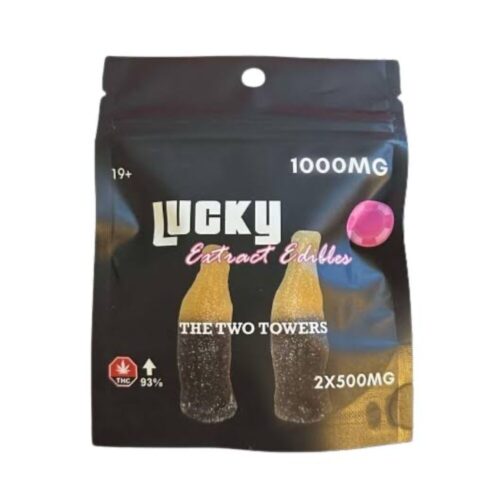 Lucky Extracts – The Two Towers Gummies branded packaging displayed on a white background