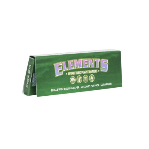 An image of a pack of Elements Green Rolling Papers on a white background