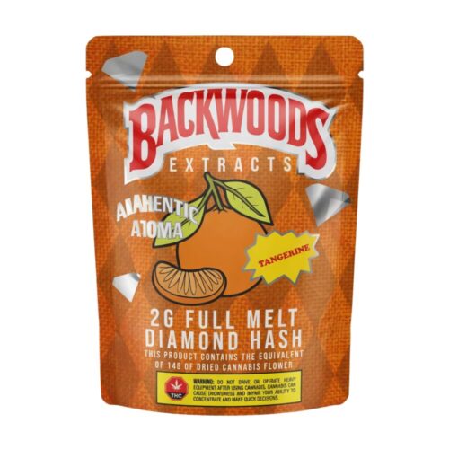 Backwoods Extracts – Tangerine Full Melt Diamond Hash – 2g on a clean white background