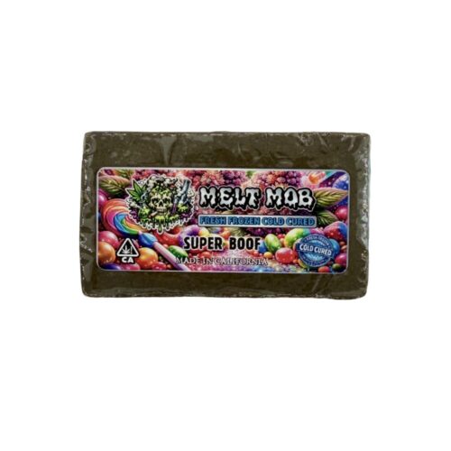 Melt Mob Super Boof Hash brick on a clean white background