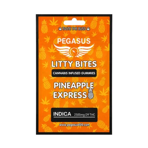 An image of PEGASUS – Indica Litty Bites – Pineapple Express – 2500mg THC on a clean white background