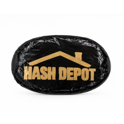 Depot Hash with a gold stamp reading “Depot Hash” on a white background