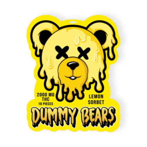 Dummy Bears – Lemon Sorbet Gummies – 2000mg THC packaging on a clean white background