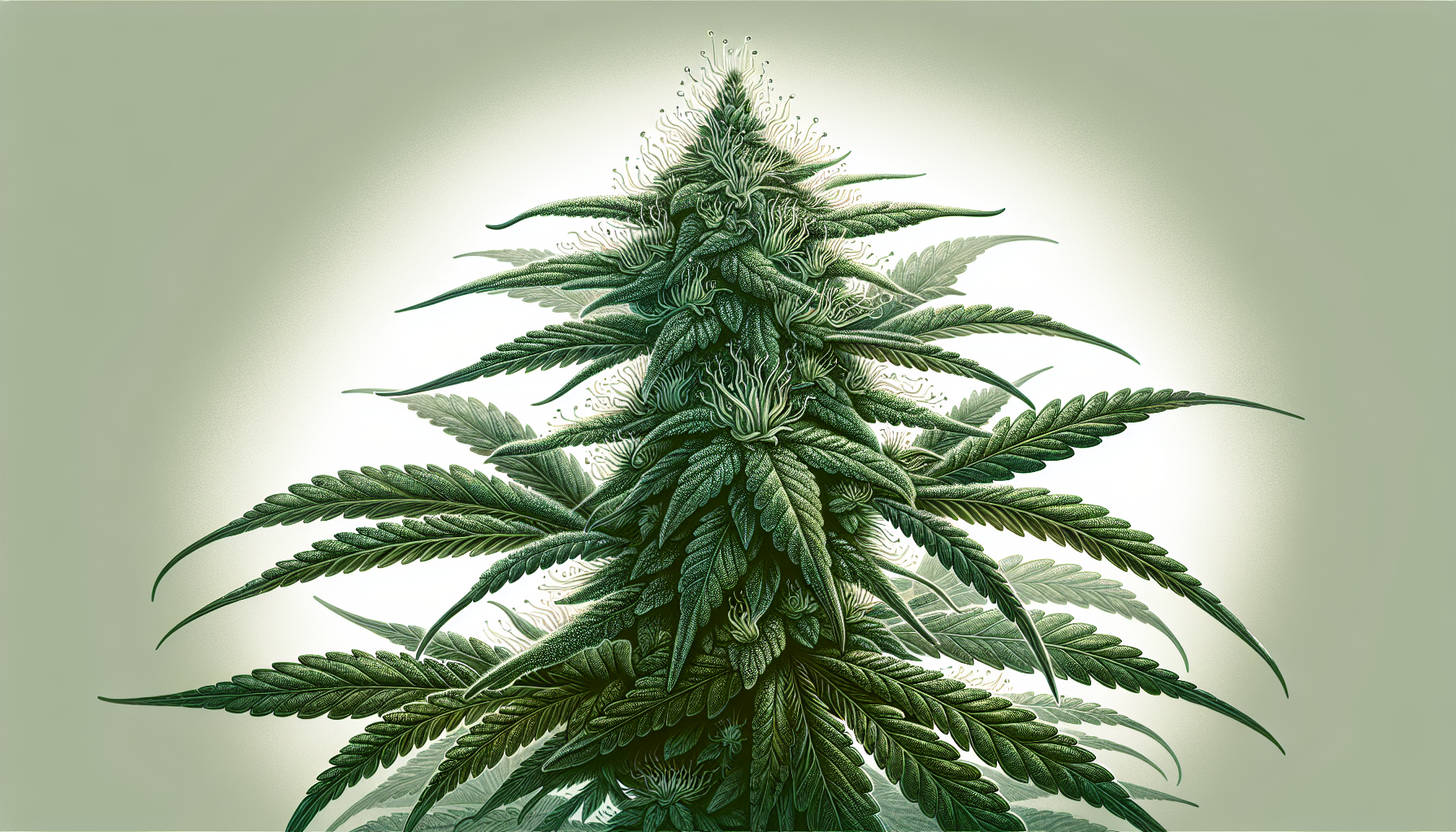 Illustration of cannabis plant with trichomes