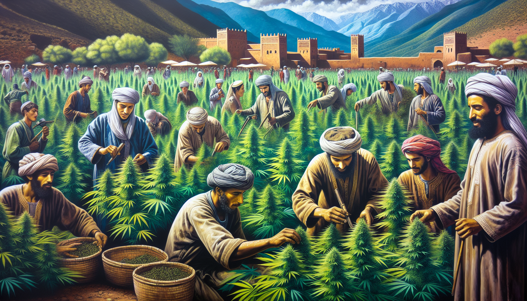 Historical depiction of cannabis cultivation in Morocco