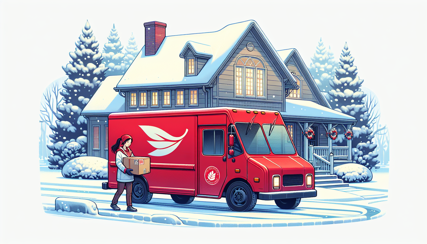 Creative illustration of a Canada Post delivery truck