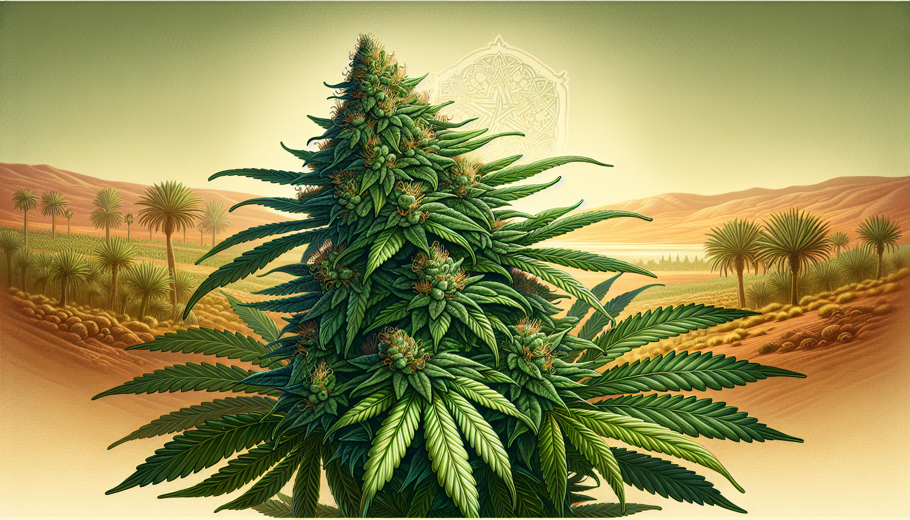 Illustration of cannabis plant and resin